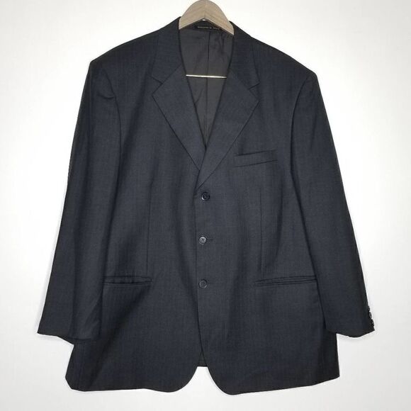Vinci Pinstripe Button Front Suit Jacket Black XL - Picture 1 of 12